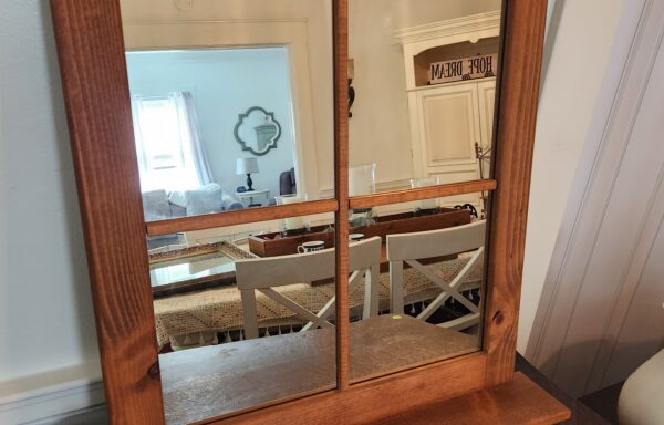 4-Pane Hanging Wood Mirror & Shelf